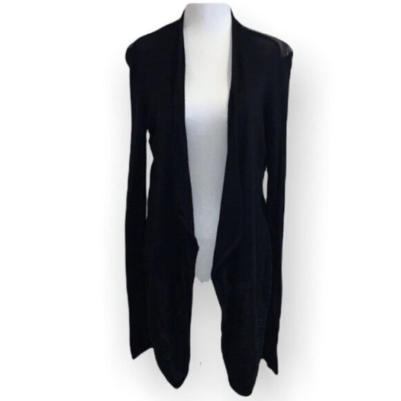 Marciano draped front black vegan leather long sleeves wrap jacket size Small - Picture 8 of 10